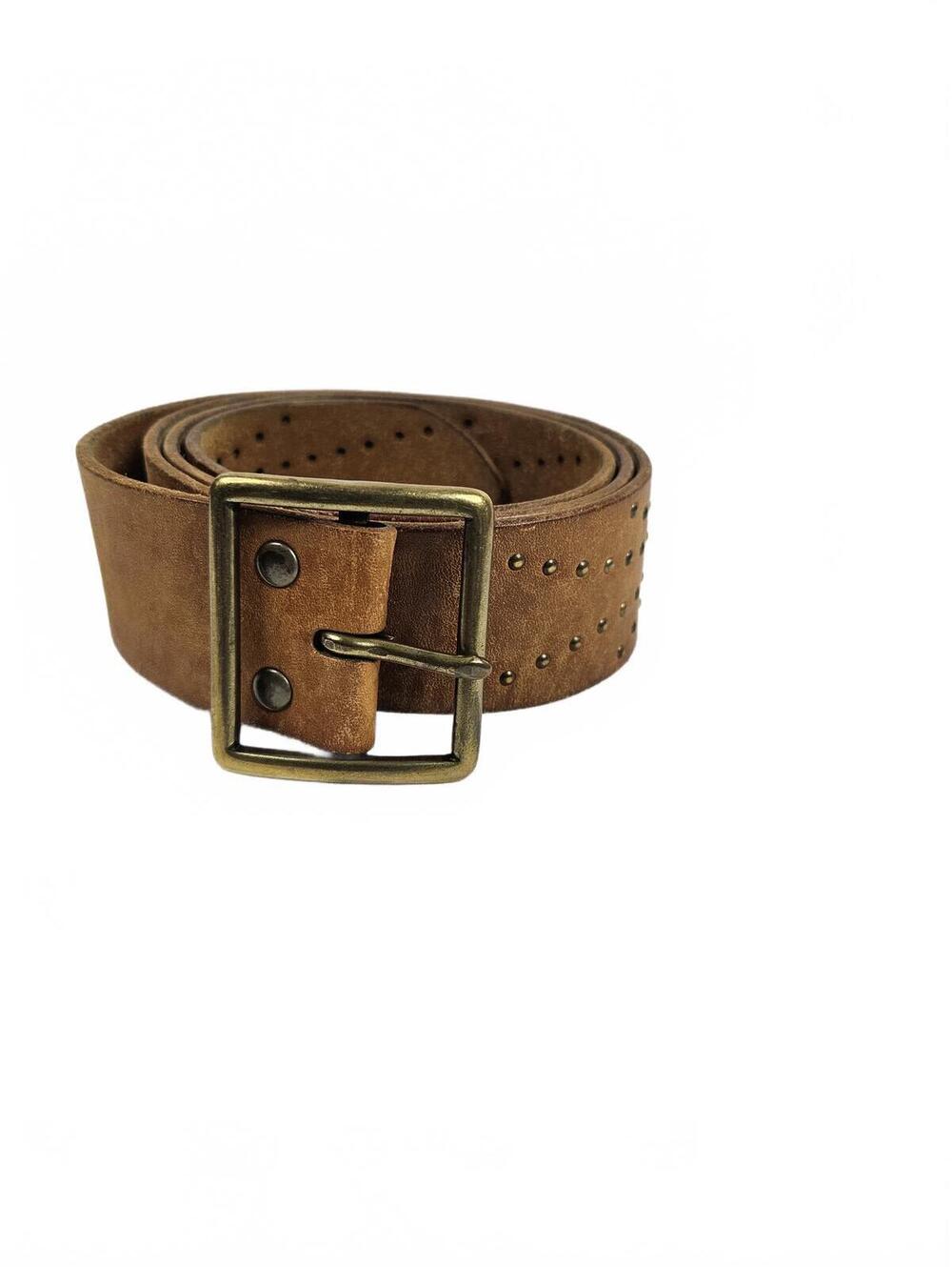 Vintage Linea Pelle Genuine Leather Brown Studded Belt Size L